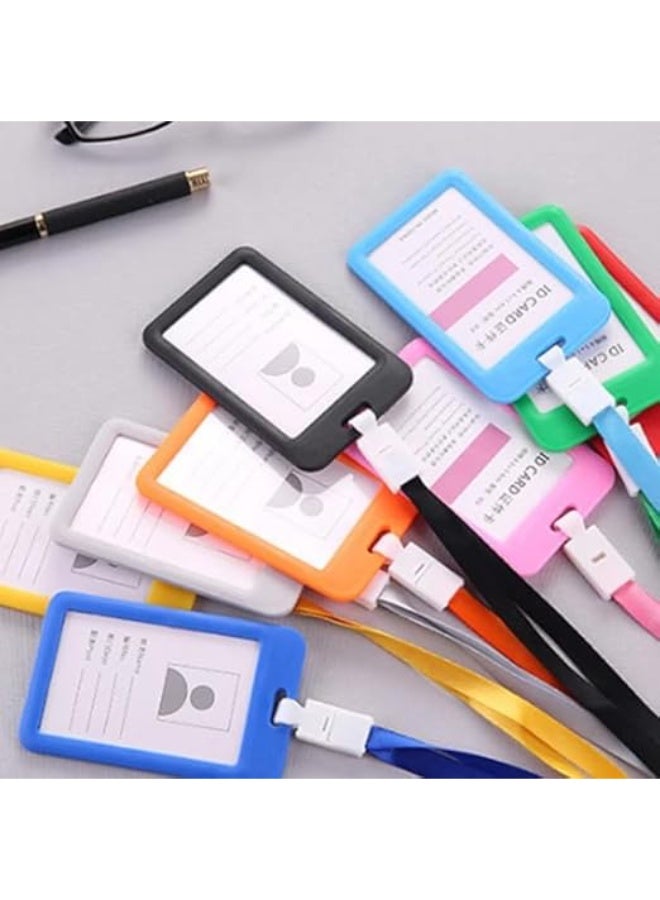 ID Badge Holder Clear Double Sided Waterproof Heavy Duty ID Badge Holder with Lanyard, Suitable for Office, School, Credit Cards, Exhibition Cards (Black) - Image 2